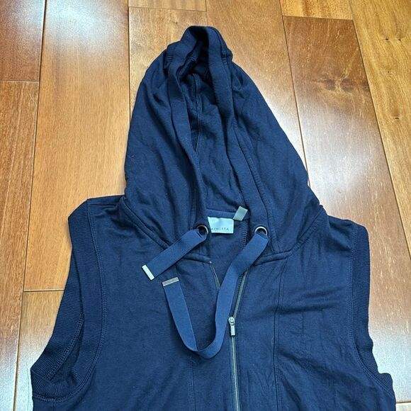 Athleta Lotus Vest Hoodie Navy Blue Long Full Zip Sleeveless size XXS - Picture 4 of 13
